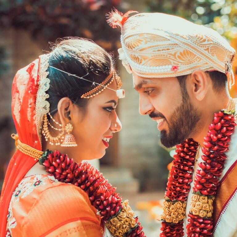 candid picture of bride and groom looking at each other